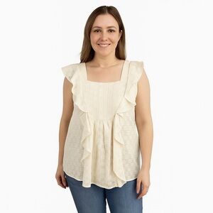 Rebecca Minkoff Semi Sheer Ivory Top Size XS
